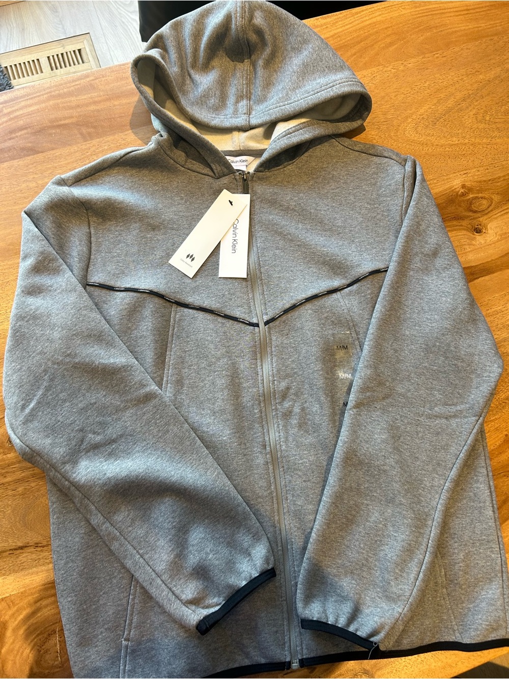 Calvin Klein Heather Gray Full-Zip Hooded Sweatshirt